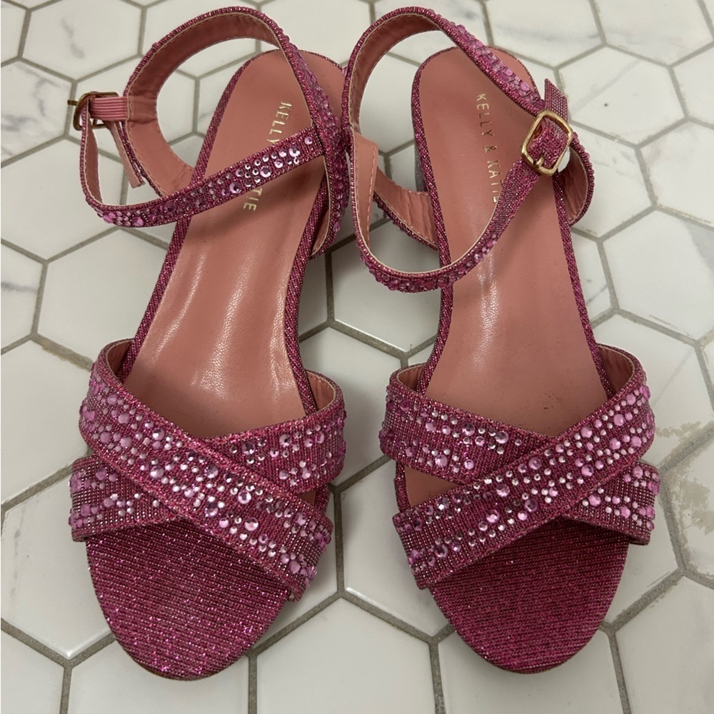 Kelly & Katie Pink Sequin Girl’s Sandals, Sz 2